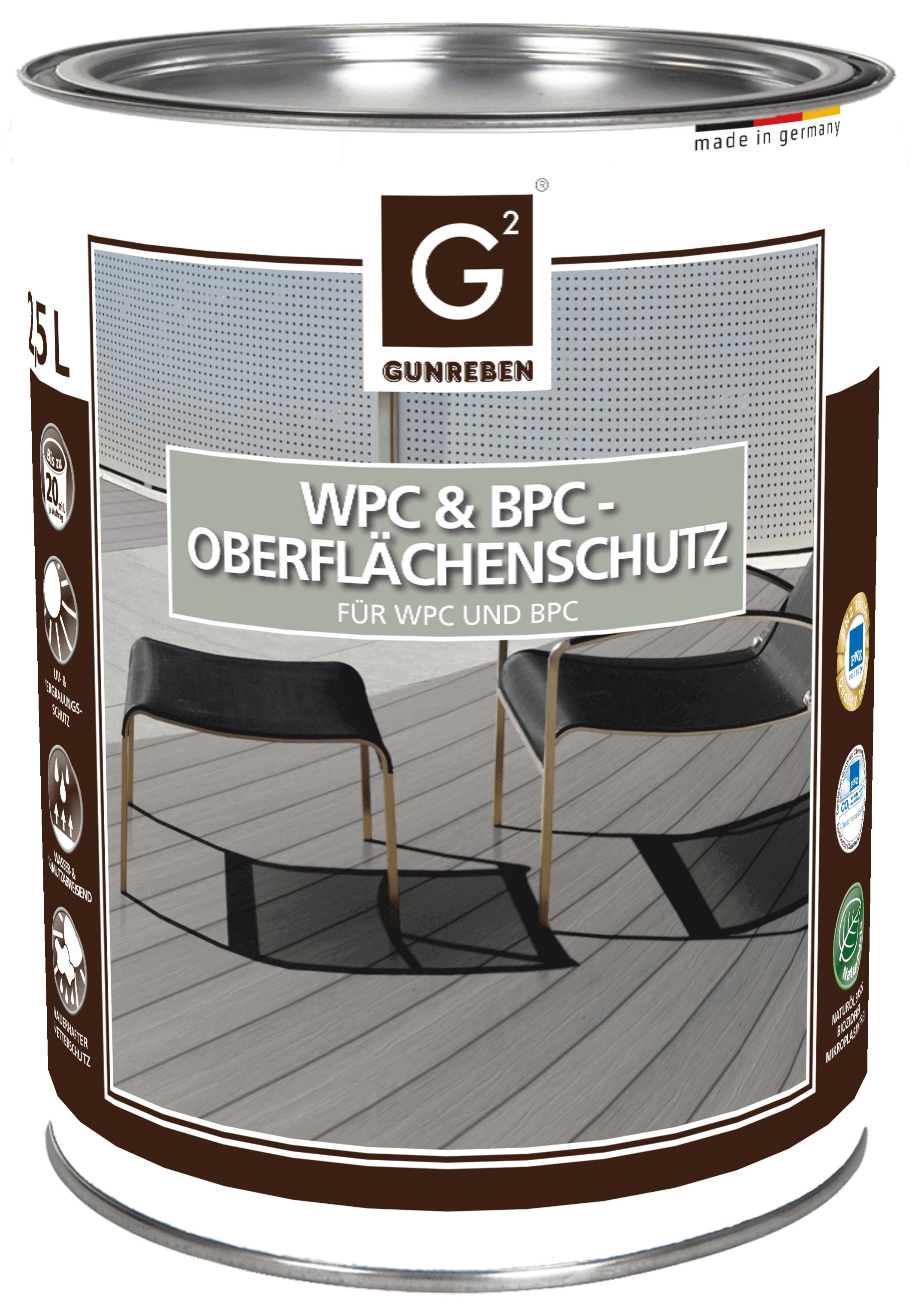 WPC ÖL farblos, Imprägnierung und Oberflächenschutz von Gunreben, Inhalt 2,5 Liter, ausreichend für ca. 20-40 m²